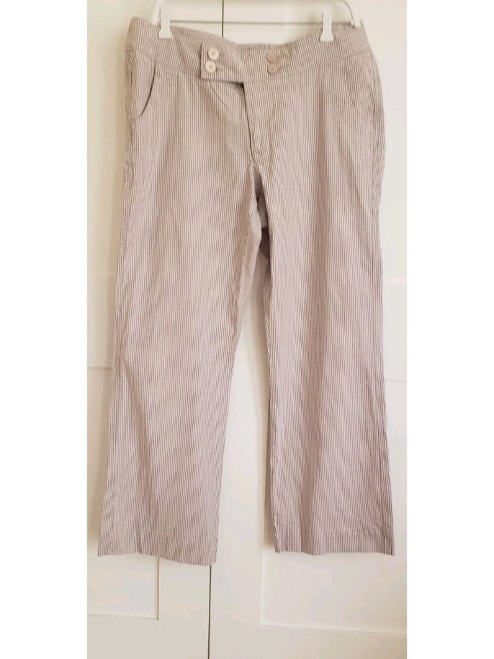 LEE ONE TRUE FIT BEIGE STRIPED BELOW WAIST PANTS JEANS SZ 14 MEDIUM - Picture 2 of 8